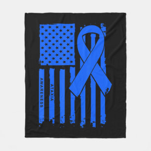 American Flag Blue Ribbon Ataxier Awareness T - Sh Fleecedecke