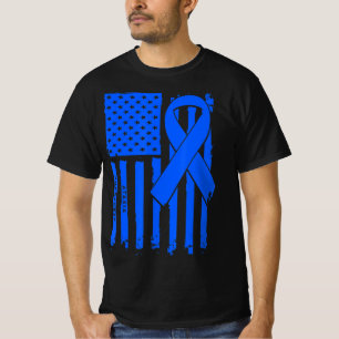 American Flag Blue Ribbon Ataxier Awareness T - Sh T-Shirt