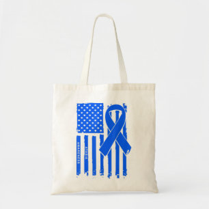 American Flag Blue Ribbon Ataxier Awareness T - Sh Tragetasche
