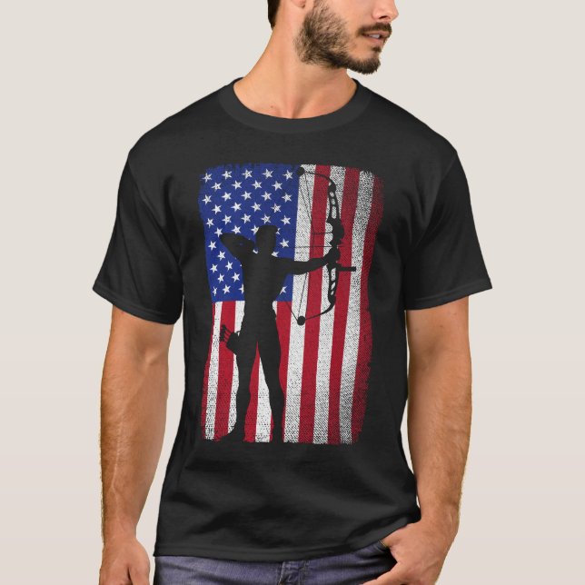 American Flag Bogenschiessen Bowhunting for Archer T-Shirt (Vorderseite)