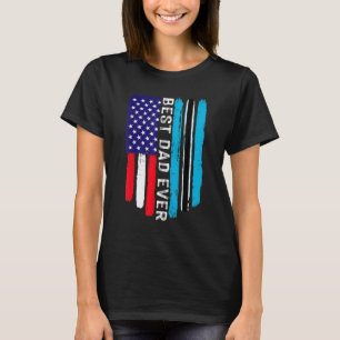American Flag & Botswana Flag Beste Vater-Familie T-Shirt