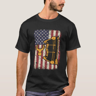 American Flag Bowhunting Bow Archery Usa Deer Hunt T-Shirt