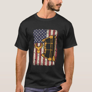 American Flag Bowhunting Bow Archery Usa Deer Hunt T-Shirt