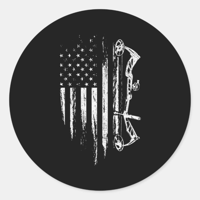American Flag Bowhunting Bow Bogenschießen für die Runder Aufkleber (Vorderseite)