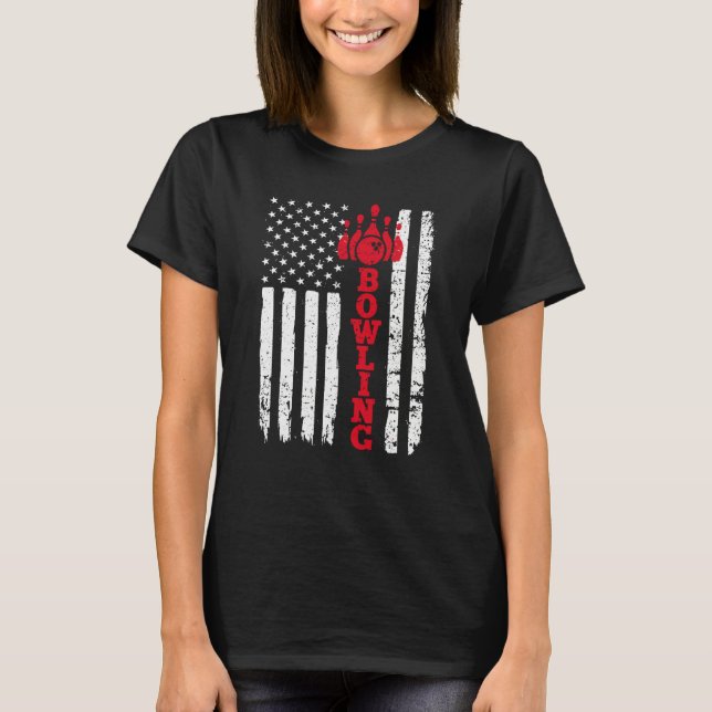 American Flag Bowling Patriotic Bowler T-Shirt (Vorderseite)