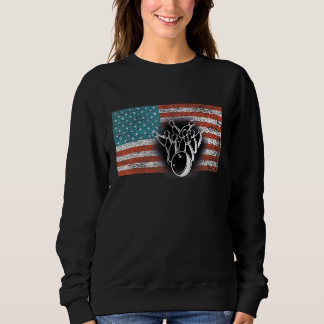 American Flag Bowling Usa Flag Bowling Sweatshirt (Vorderseite)