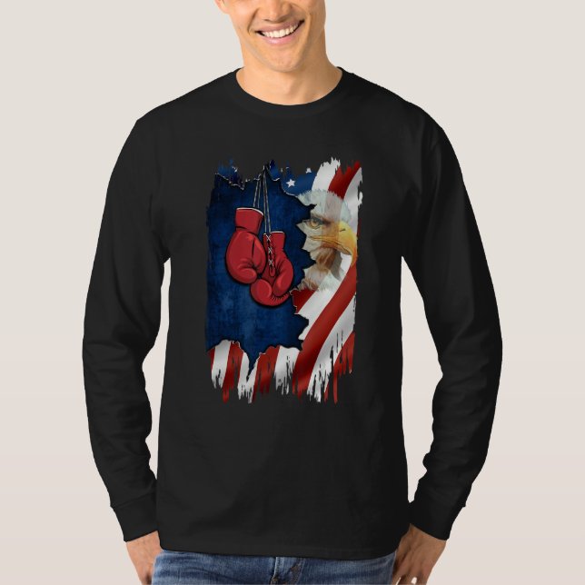 American Flag Boxer  Boxing  For Mens 4th July Day T-Shirt (Vorderseite)