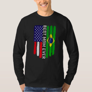 American Flag & Brasilien Flag Beste Mama je Famil T-Shirt