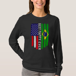 American Flag & Brazil Flag Best Pappy Ever Family T-Shirt