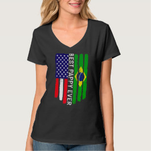 American Flag & Brazil Flag Best Pappy Ever Family T-Shirt