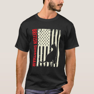 American Flag British Shorthair Cat Kitten Cat T-Shirt