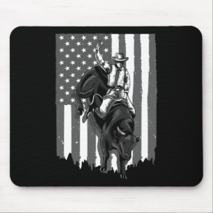 American Flag Bull Riding Cowboy 4. Juli Patri Mousepad