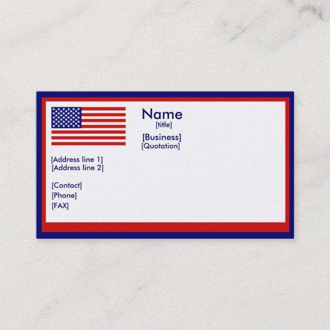 American Flag Business Card Visitenkarte (Vorderseite)