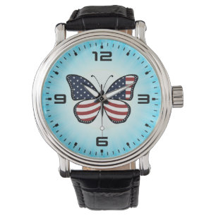 American Flag Butterfly Design-62615 Armbanduhr