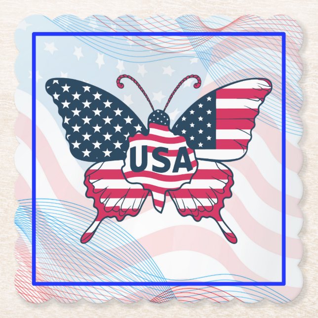 American Flag Butterfly Design-62616 Untersetzer (Vorderseite)