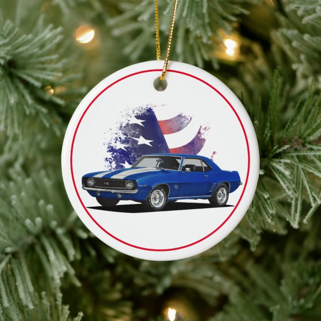 American Flag Camaro Keramik Ornament (Baum)