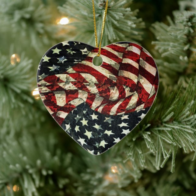 American Flag-Camouflage by Shirley Taylor Keramik Ornament (Baum)