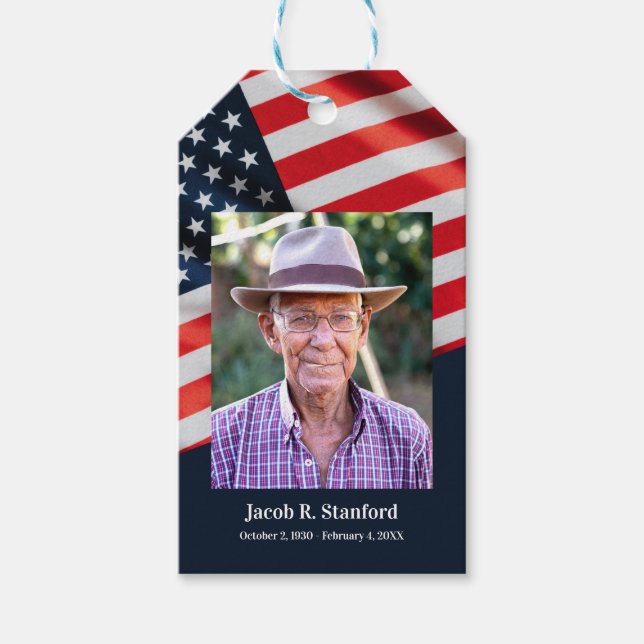 American Flag Celebration of Life Danke Geschenkanhänger (Vorderseite)
