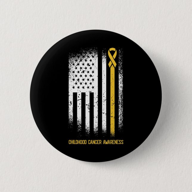 American Flag Chilhood Cancer Awareness Ribbon Wa Button (Vorderseite)