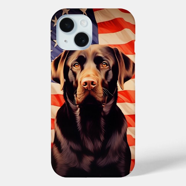 American Flag Chocolate Labrador Case-Mate iPhone Hülle (Rückseite)
