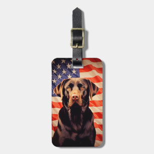American Flag Chocolate Labrador Gepäckanhänger