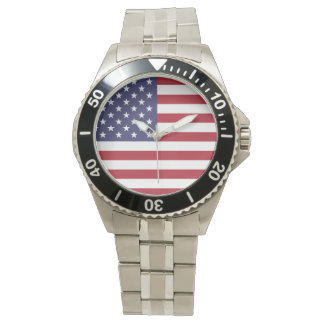 American Flag Classic Montre en acier inoxydable