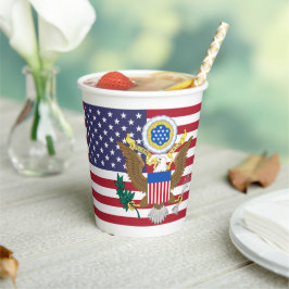 American Flag & Coat of Arms, United States Pappbecher