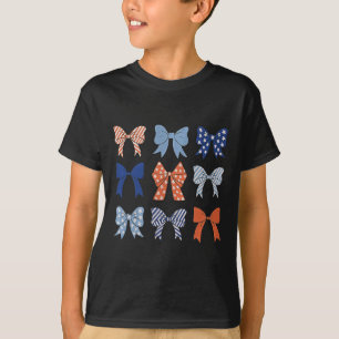 American Flag Coquette Bow and Ribbons US Flag 4. T-Shirt