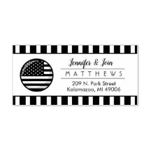 American Flag Couple Monogram Rücksendeadresse