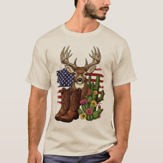 American Flag Cowboy Boots Hunter Gift T-Shirt