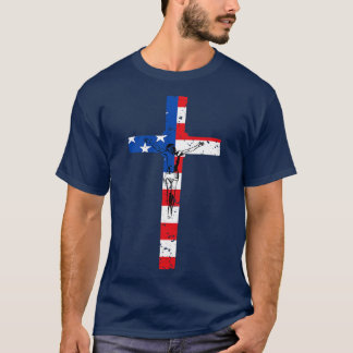 American Flag Cross Tshirt