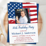 American Flag Custom Foto 50. Geburtstagsparty Einladung<br><div class="desc">USA amerikanische Flagge Birthday Party Einladungen. Laden Sie Freunde und Familie zu Ihrem patriotischen Geburtstagsfest mit diesen modernen amerikanischen Flag Einladungen. Personalisieren Sie diese Fahneneinladung mit Ihren Event-, Foto-, Name- und Party-Details. In unserer Kollektion finden Sie passende Geschenke, Gastgeschenke und Vorräte zum Geburtstag. COPYRIGHT © 2021 Judy Burrows, Black Dog...</div>