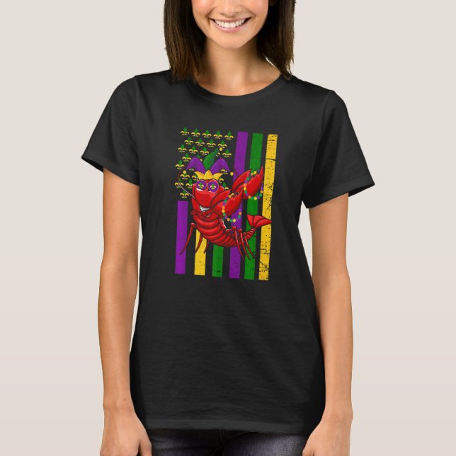 American Flag Dabbing Crawfish Dab Dance in Mardi T-Shirt (Vorderseite)