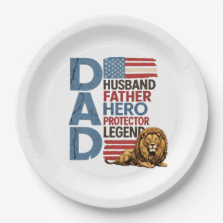 American flag Dad Lion Patriotic Pappteller