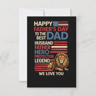 American Flag Dad Lion PatrioticFlat Greeting Card Karte