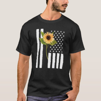American Flag Daysunflower USA Flag 4. Juli F T-Shirt
