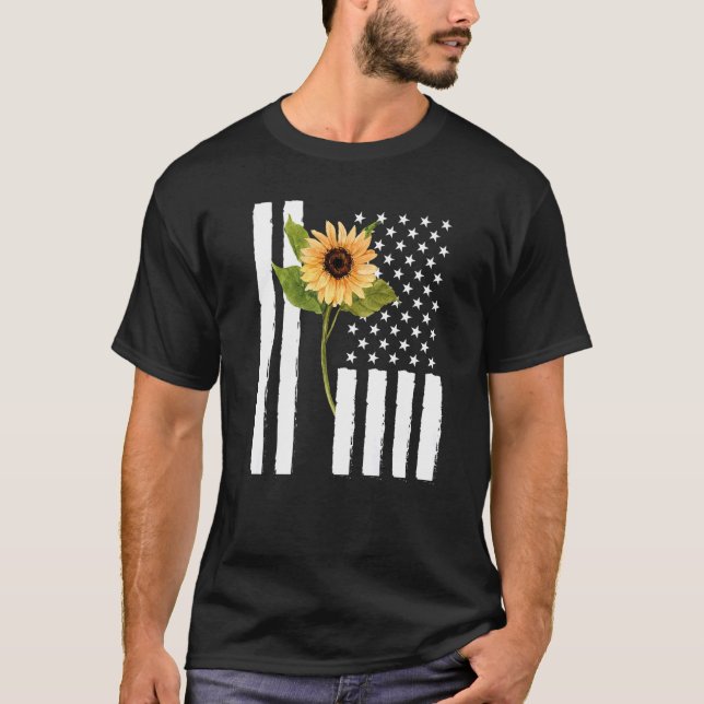 American Flag Daysunflower USA Flag 4. Juli F T-Shirt (Vorderseite)