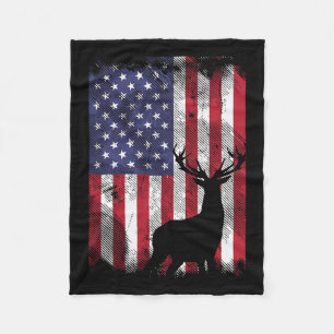 American Flag Deer Elk Junting Usa Patriotic Hunte Fleecedecke