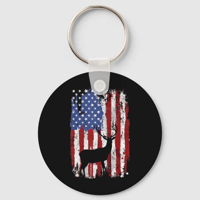 American Flag Deer Jäger Deer on American Flag Schlüsselanhänger (Vorderseite)