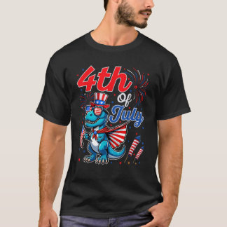 American Flag Dinosaurier Fireworks USA Patriotic T-Shirt