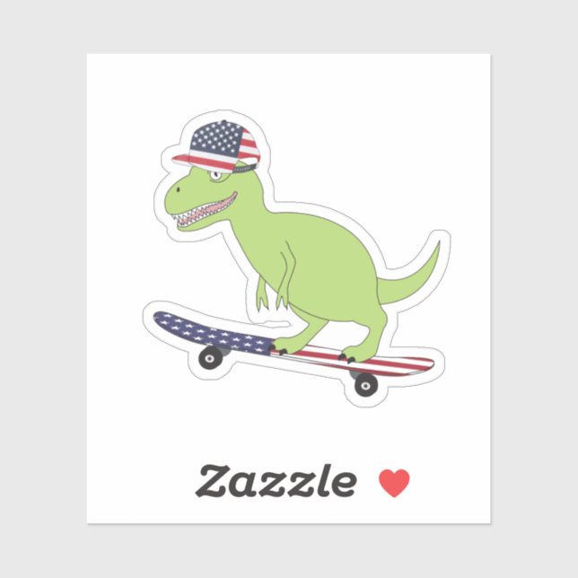 American Flag Dinosaurier Skateboarding Aufkleber (Blatt)