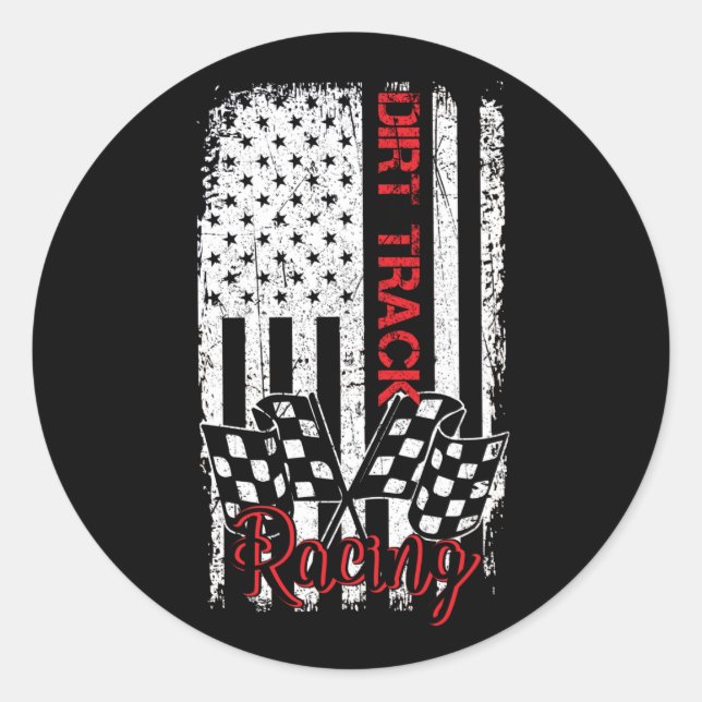 American Flag Dirt Track Racing Car Bike Driver Runder Aufkleber (Vorderseite)