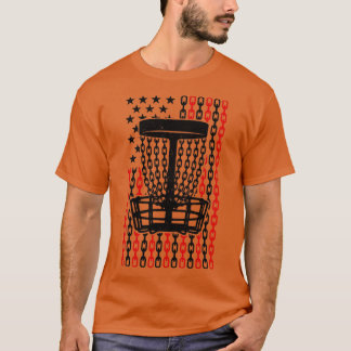 American Flag Disk Golf Player Funny USA Basket Ch T-Shirt