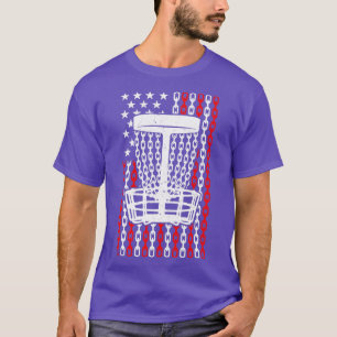 American Flag Disk Golf Player Funny USA Basket Ch T-Shirt