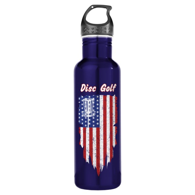 American Flag Disk Golf Water Flasche Edelstahlflasche (Vorderseite)