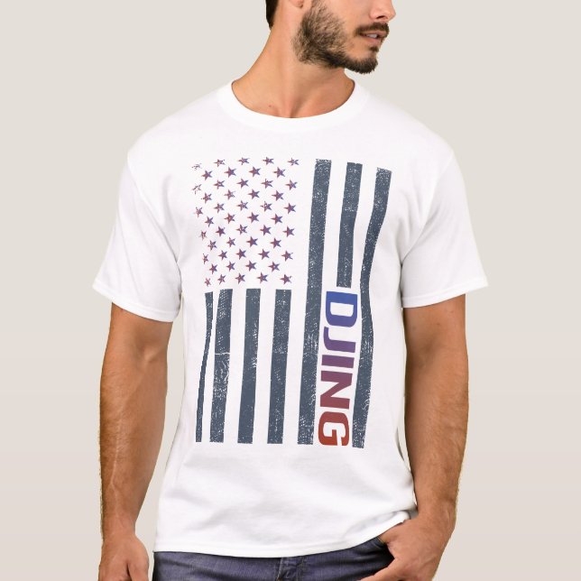 American Flag Djing DJ Disc Jockey Deejay T-Shirt (Vorderseite)