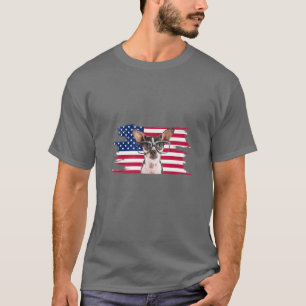 American Flag Dog Chihuahua W Glasses T-Shirt