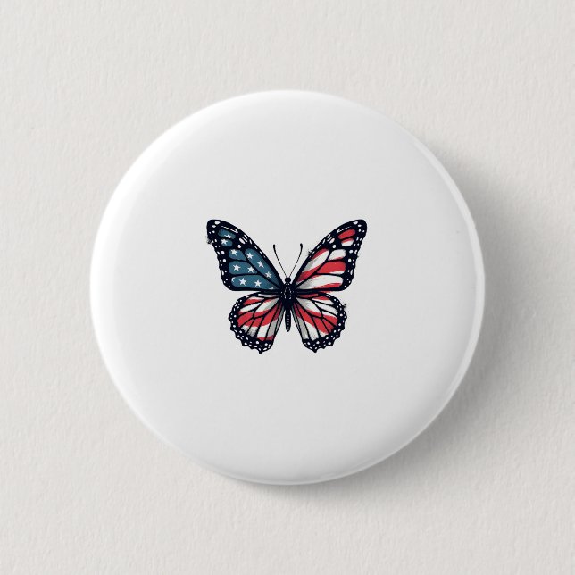 American Flag Dragonfly Patriotic 4. Juli Red Button (Vorderseite)