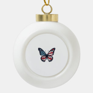 American Flag Dragonfly Patriotic 4. Juli Red Keramik Kugel-Ornament