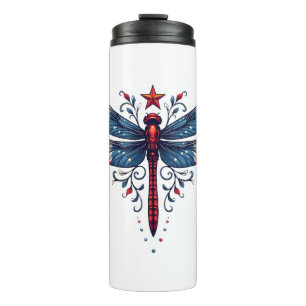 American Flag Dragonfly Patriotic 4. Juli Red Thermosbecher